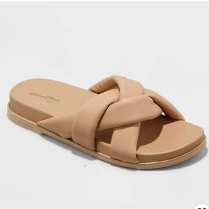 TAN SLIDE SANDALS